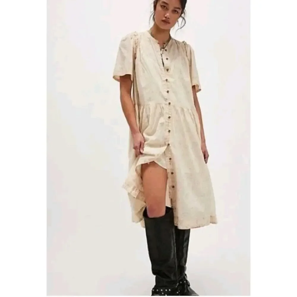 Free People Dainty Ethereal Cottage Bella Mae Midi Dress Vanilla Floral Medium